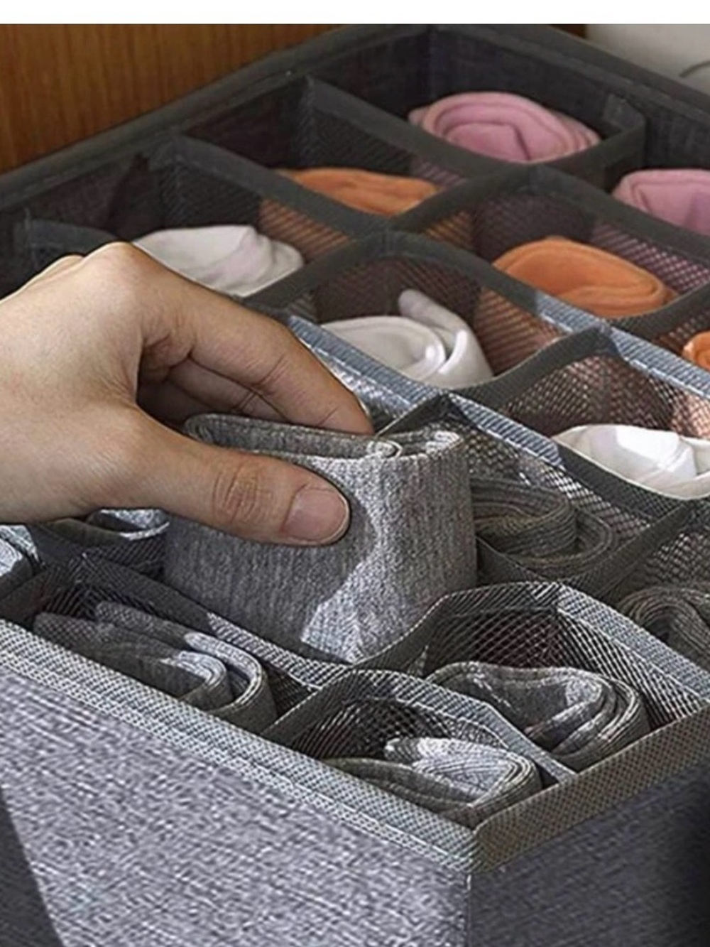 Gray Fabric Drawer Organizer Divider - Home Storage & Organization